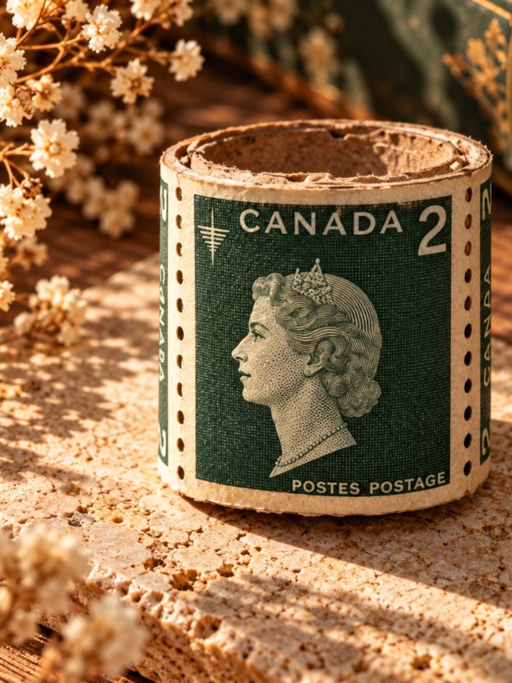 Vintage Canada 2¢ Queen Elizabeth II Postage Stamp Coil Roll